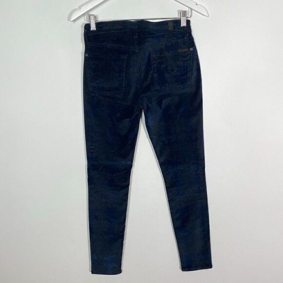CLEARANCE - 7  For All Mankind 7FAMK Blue Flocked Damask Print Skinny Pants - Picture 3 of 8